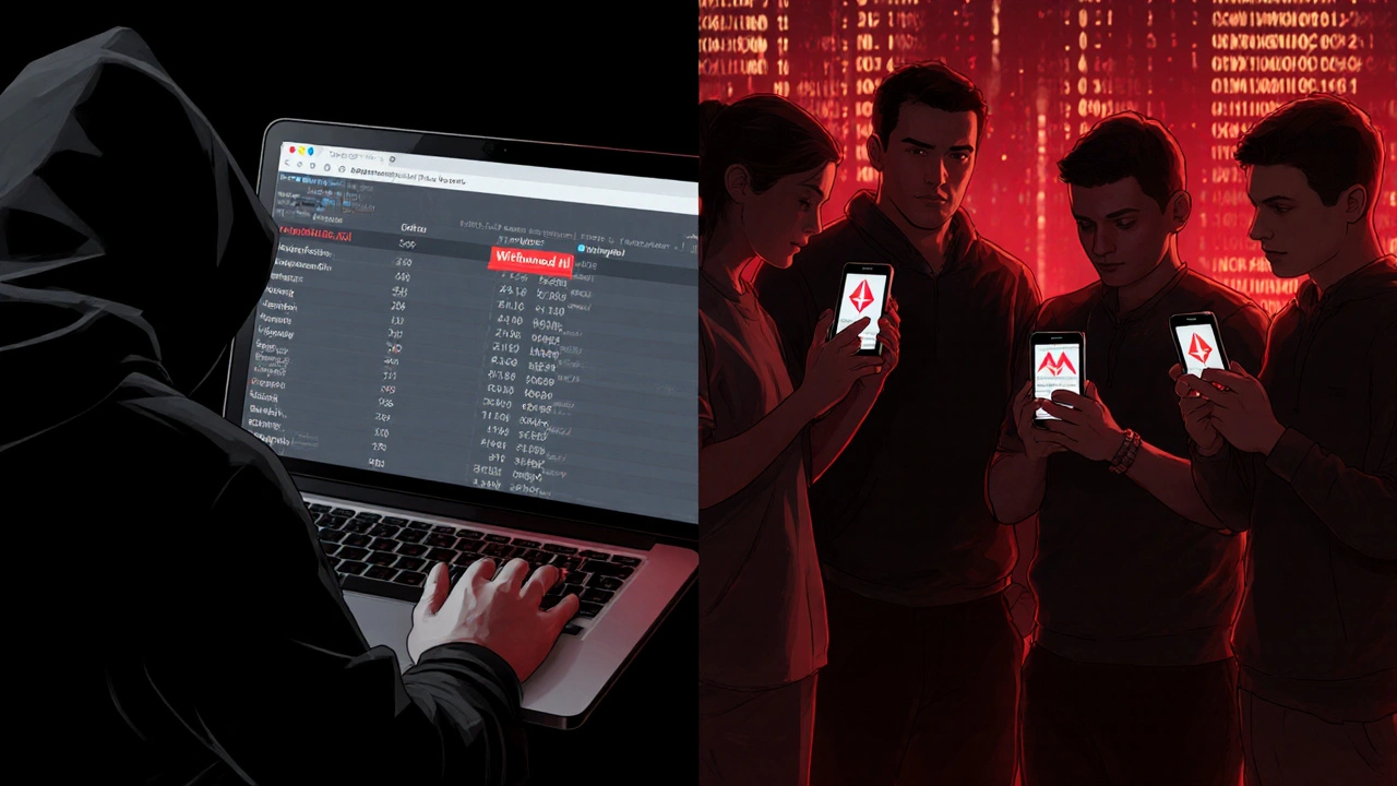 A hacker draining funds while investors see a 404 error on their phones.