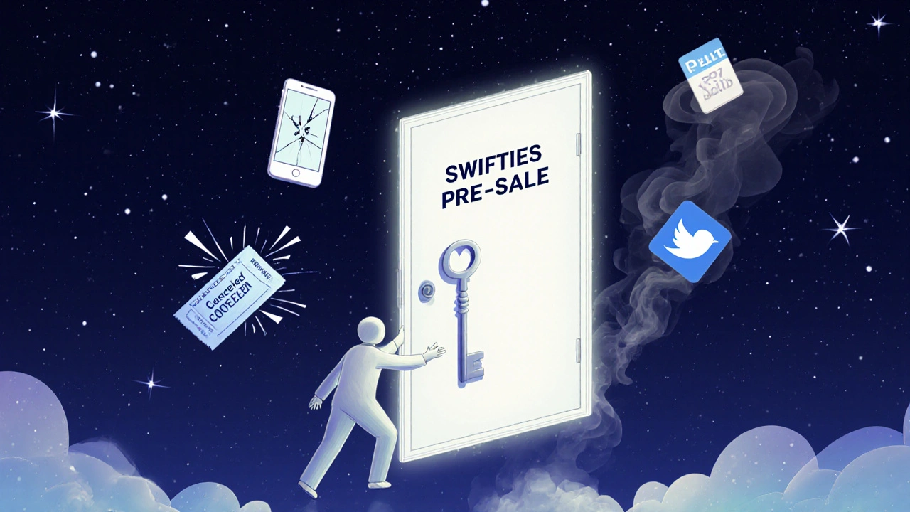 Conceptual image of a glowing VIP access door with a concert ticket key, surrounded by failed attempts.