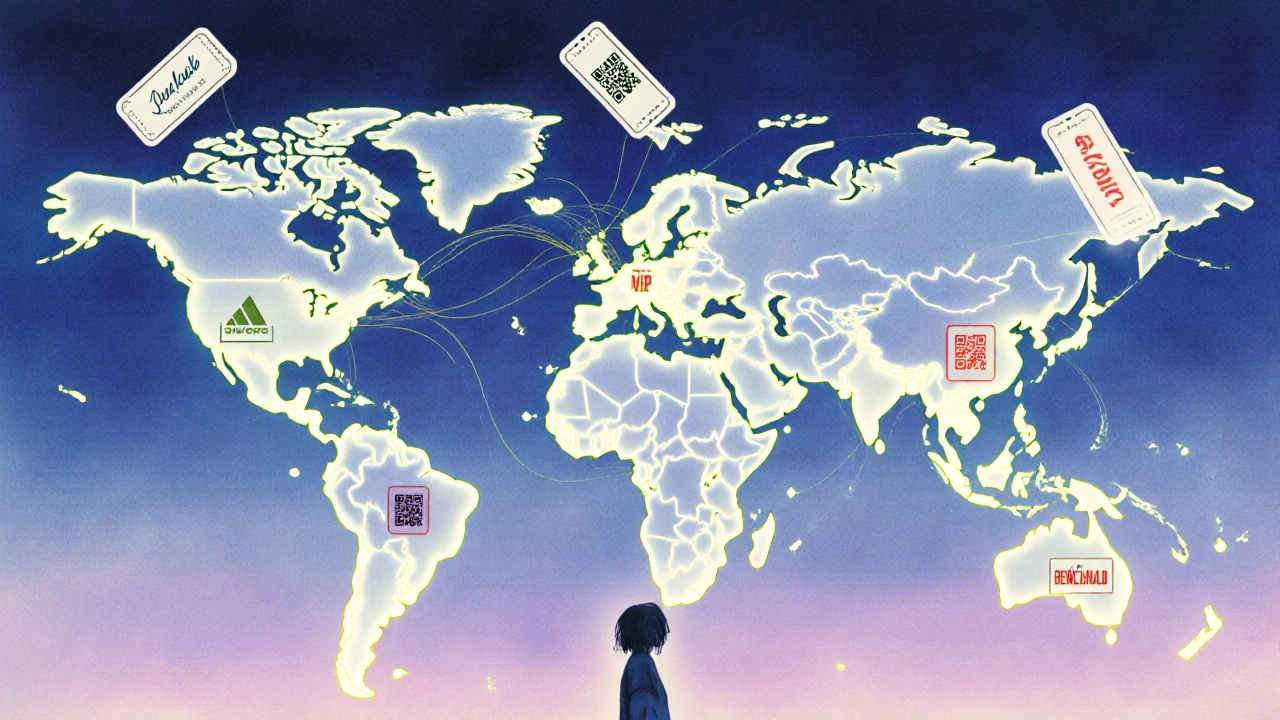 Global map showing VIP ticket prices and exclusive perks for Taylor Swift concerts in major cities.